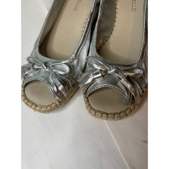 Tignanello TGNAIF3 Wedge Espadrilles Tan Silver Size 6.5M Peep Toe Comfort - Picture 3 of 10